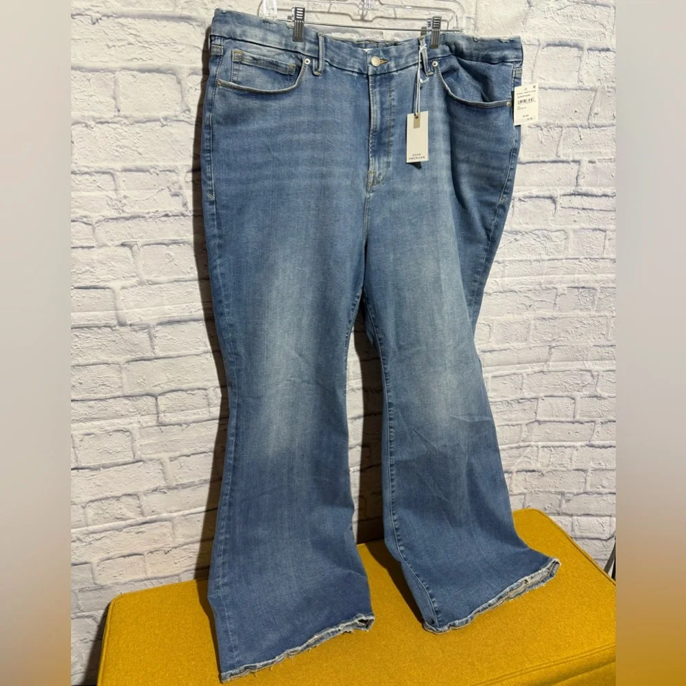 Good American Good Legs Flare Wide Leg Jeans, Mid Rise, Size 28-32 - Picture 2 of 7
